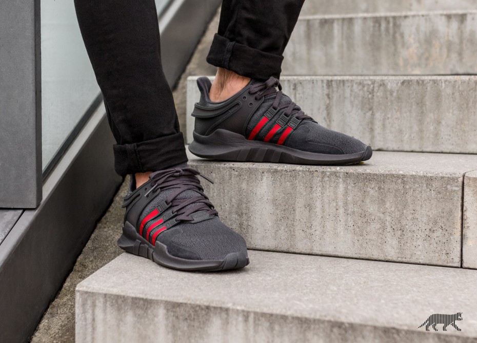 Adidas originals eqt support adv trainer shop utility black  scarlet  green